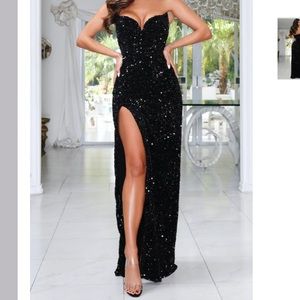 ModaGlam Dita Strapless Sequin Embellished Velvet Gown- Black, small Prom dress